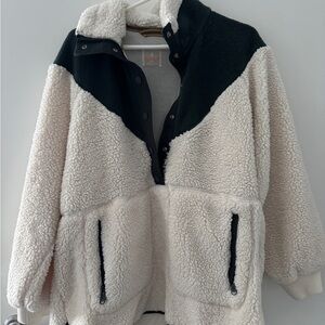 Free People Movement Fall To Rise Quarter Snap Fleece Ivory Sz XS